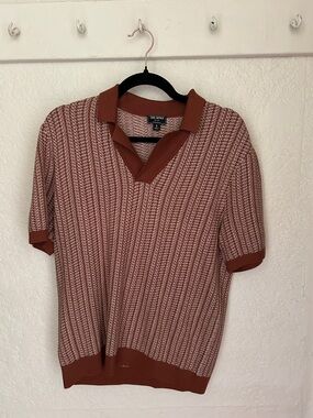 Todd Snyder Rust and Cream Short-Sleeve Knit Polo